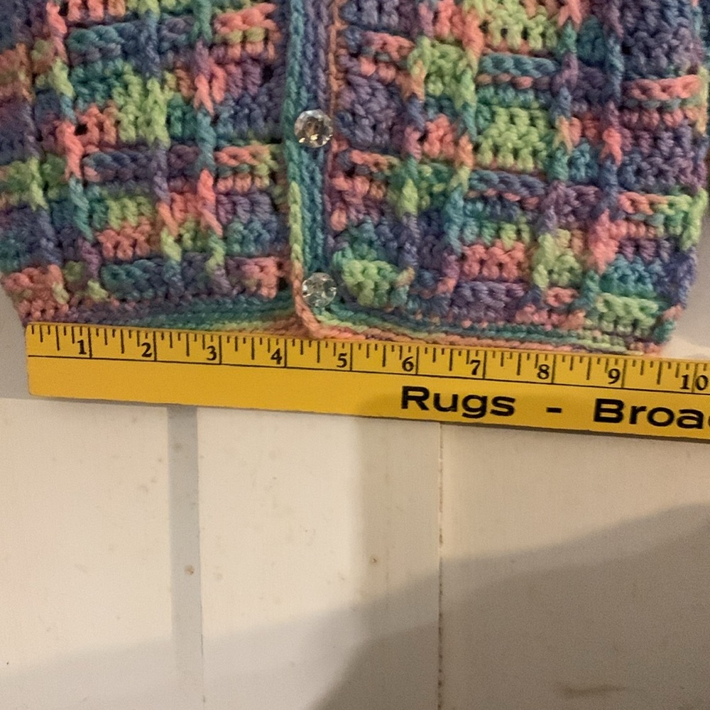 OOAK Hand Crochet sweater 12-18 mo - Picture 7 of 8